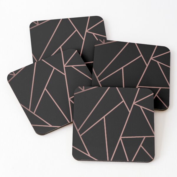 Black and copper geometric background Coasters (Set of 4)