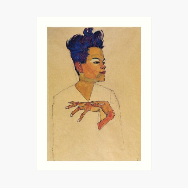 Egon Schiele - Self Portrait With Hands On Chest 1910 Art Print