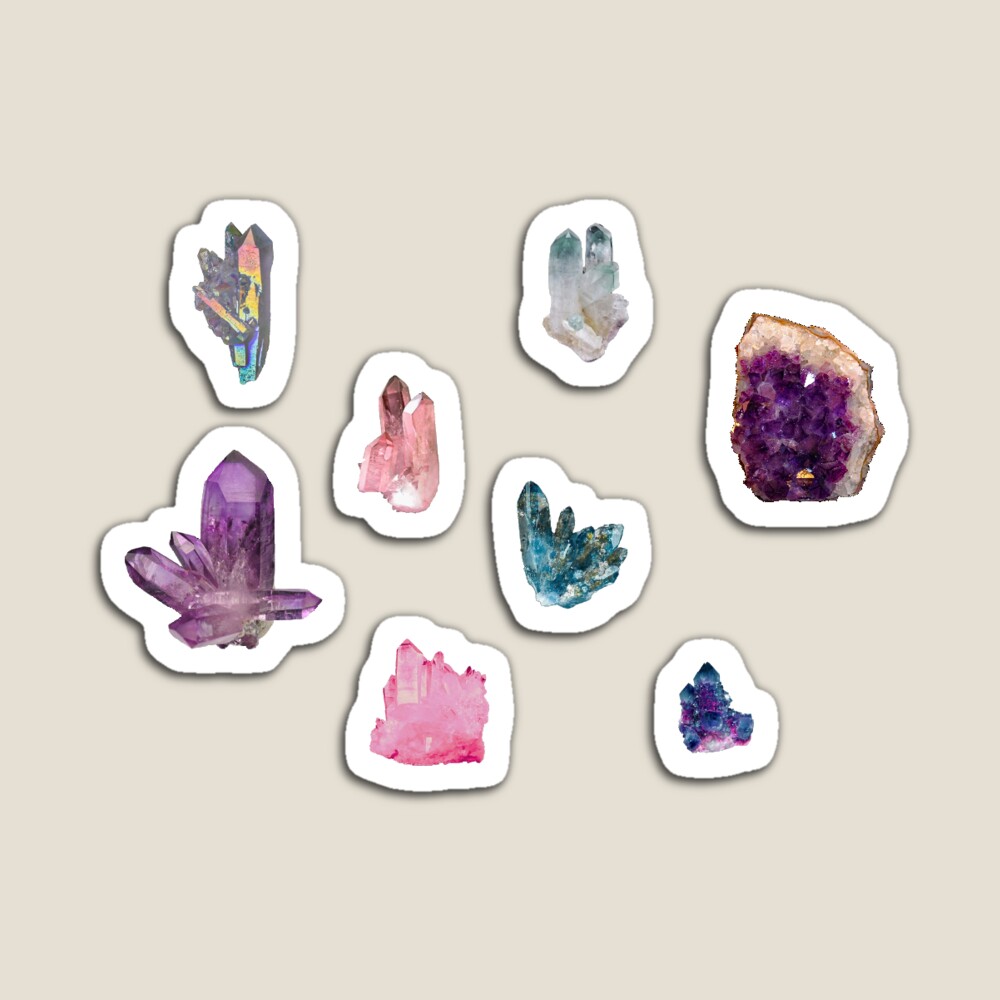 Set of 12 Crystal Stickers Watercolor 2 on the Longest Side / Crystal  Sticker Pack / Crystal Sticker Packs / Gem Stickers / Witch Stickers 