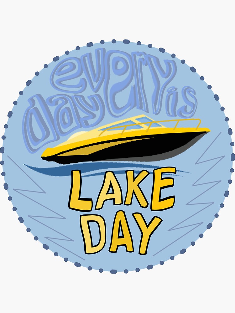 "'Every Day is Lake Day' Groovy Circle Sticker" Sticker for Sale by