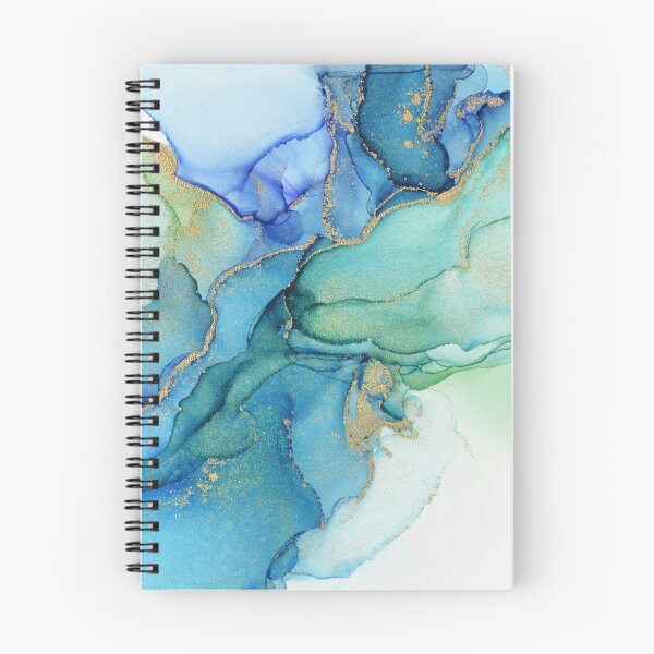 Item preview, Wavy Blues - Cyan Turquoise Gold Abstract Ink designed and sold by Olga Shvartsur.