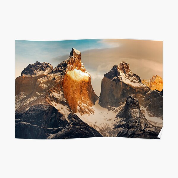 The Golden Horns of Paine, Patagonia, Chile Poster