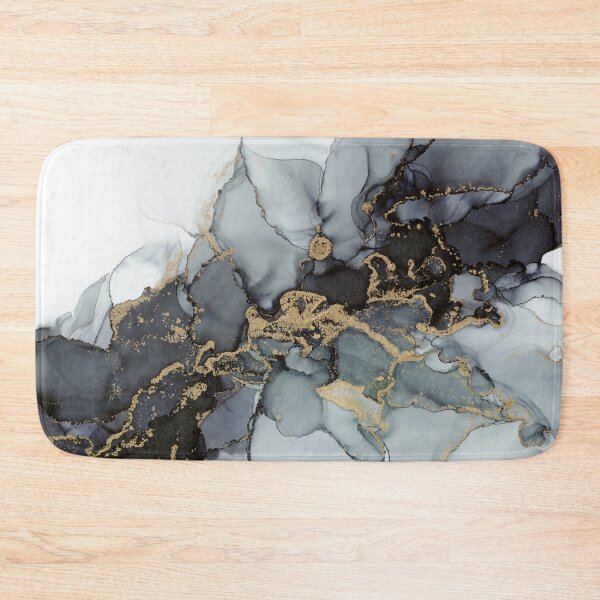 Item preview, Stormy Black Gold Marble Ink Abstract painting designed and sold by Olga Shvartsur.