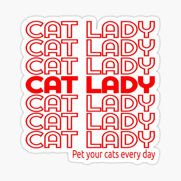 Cat Lady thank you bag red Sticker
