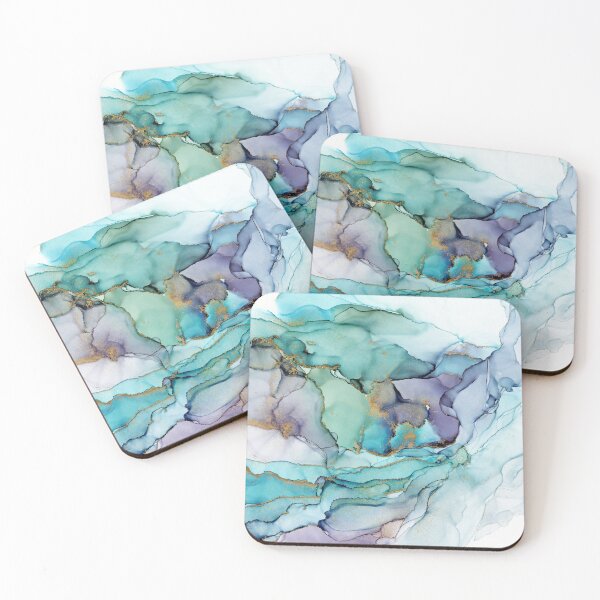 Item preview, Aquamarine Teal Waves - Abstract Ink designed and sold by Olga Shvartsur.