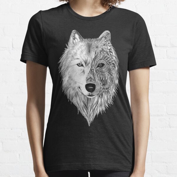 Wolf Face, Half Geometric, WOLF MOONLIGHT Essential T-Shirt