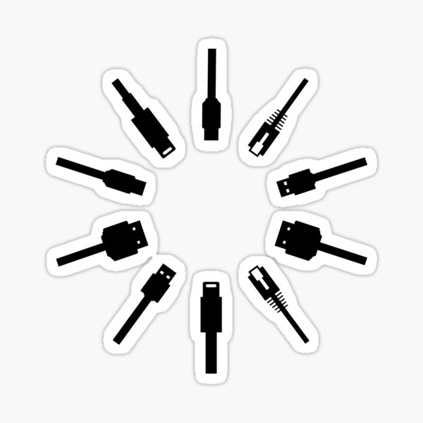 Ethernet USB HDMI Cables In Circle Sticker