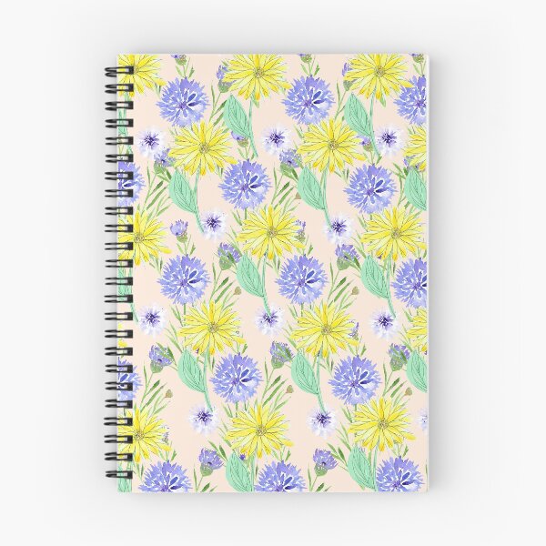 Item preview, Sunflowers and Cornflowers Pattern, Light Pink Background designed and sold by mhailittlearts.