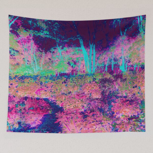 Item preview, Impressionistic Purple and Hot Pink Garden Landscape designed and sold by myrubiogarden.