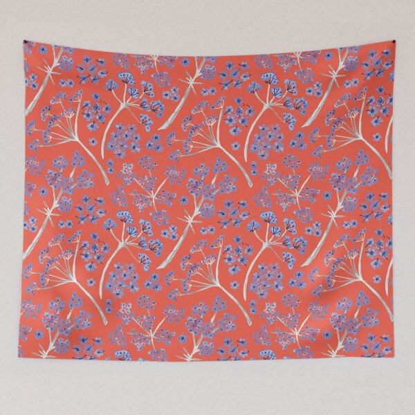 Item preview, Red, White, and Blue Watercolor Stem Caraway Floral Pattern designed and sold by StudioPosies.