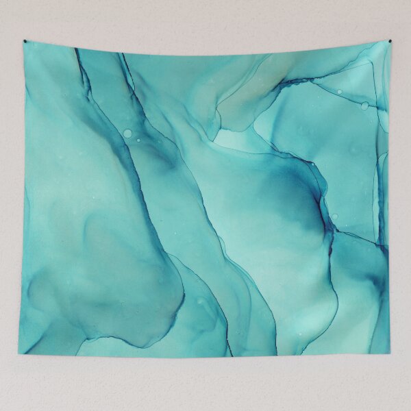 Item preview, Turquoise Sea Ink Painting Ink Marble designed and sold by Olga Shvartsur.