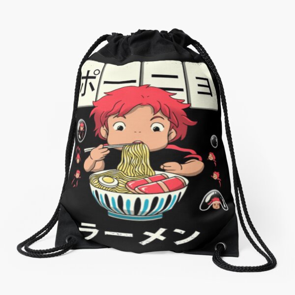 Drawstring Backpack Mustaches Stripes Red Green Bags