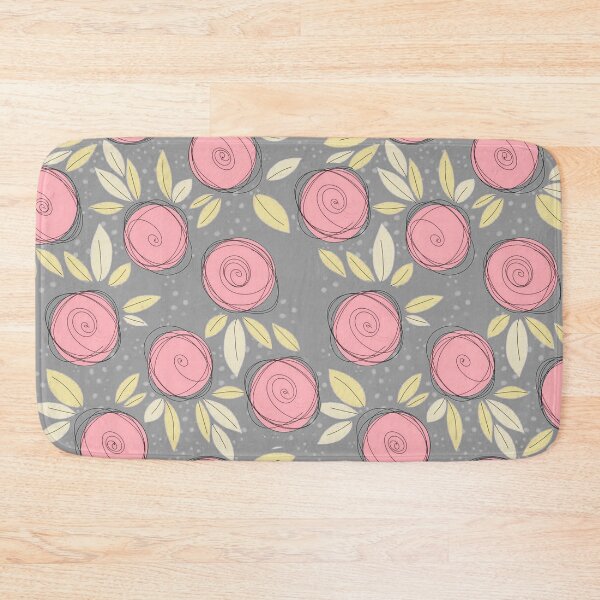 Artikelvorschau, Grauer Hintergrund des Pastellrosa-Rosenmusters entworfen und verkauft von Pastel Palette Designs.