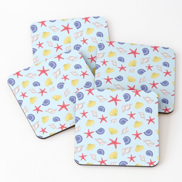 Item preview, Summer beach pattern- Colorful Seashells (Pastel Background) designed and sold by DesignTreasure.