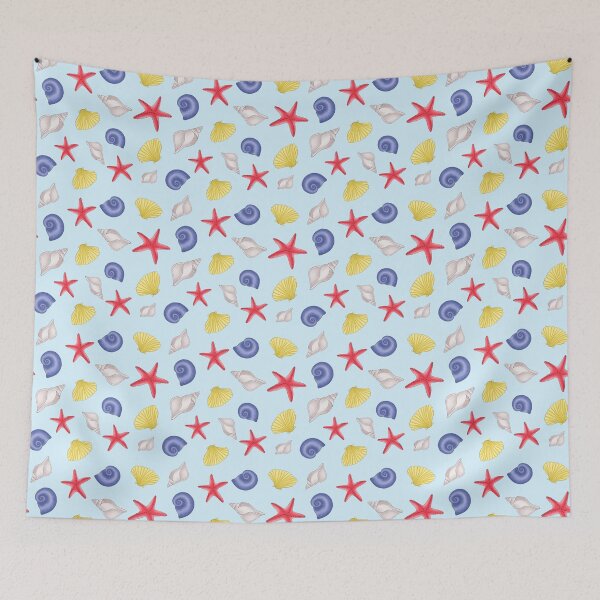 Item preview, Summer beach pattern- Colorful Seashells (Pastel Background) designed and sold by DesignTreasure.