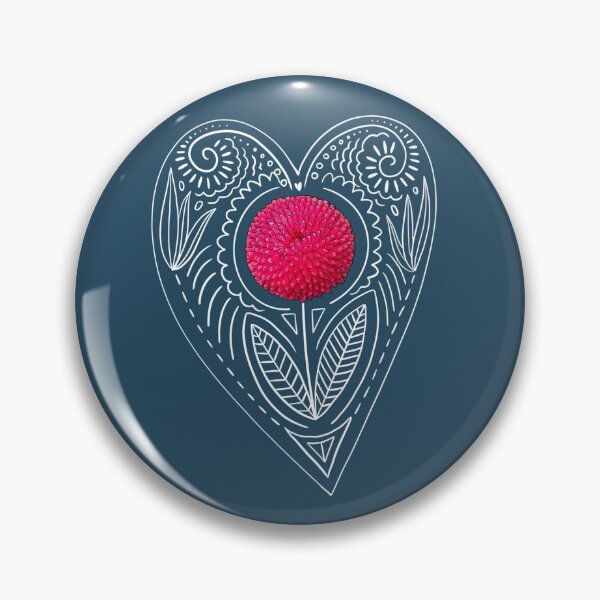 White Heart Flower Pin