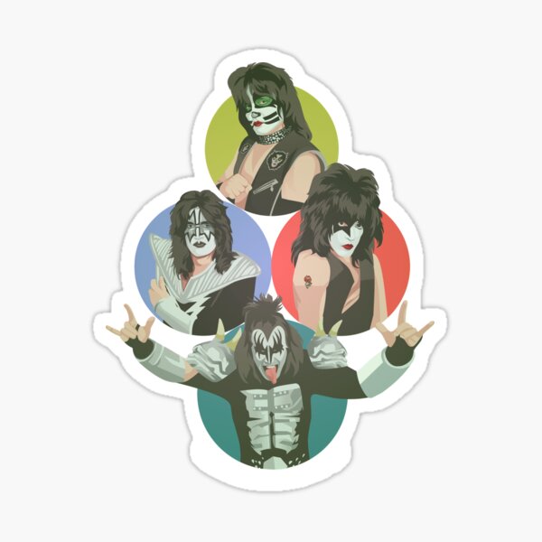 KISS - KISS BAND - Awesome Retro Color Band Illustration Sticker