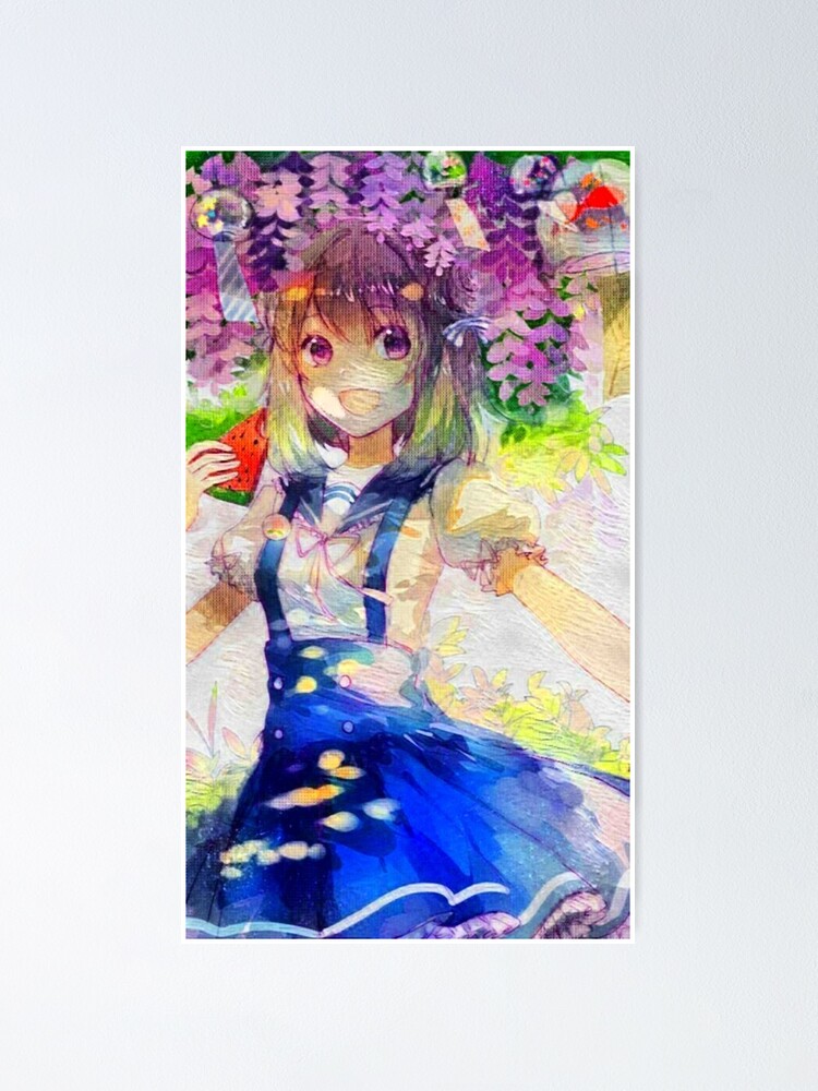Manga Cute Girl In A Wisteria Garden Poster By Coolkatia Redbubble Manga Cute Girl In A Wisteria Garden Poster By Coolkatia Redbubble