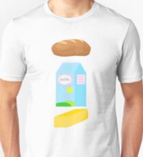 A loaf of bread, a container of milk, and a stick of butter Slim Fit T-Shirt