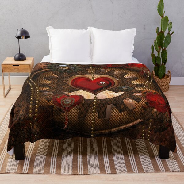 Steampunk, awesome steampunk heart  Throw Blanket