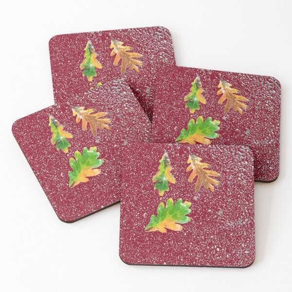 Item preview, Rainy Leaves on Red Terrazzo Background designed and sold by djrunnels.