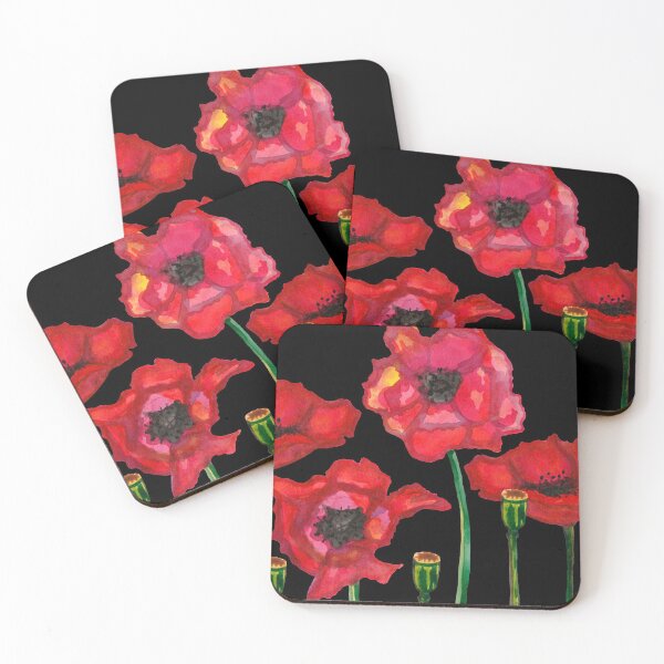 Item preview, Red decorative poppy flowers designed and sold by susserain.