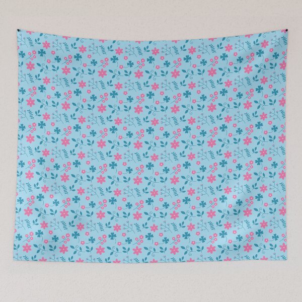 Item preview, Flowers pink and blue pattern illustration design designed and sold by CarolinasDsgns.