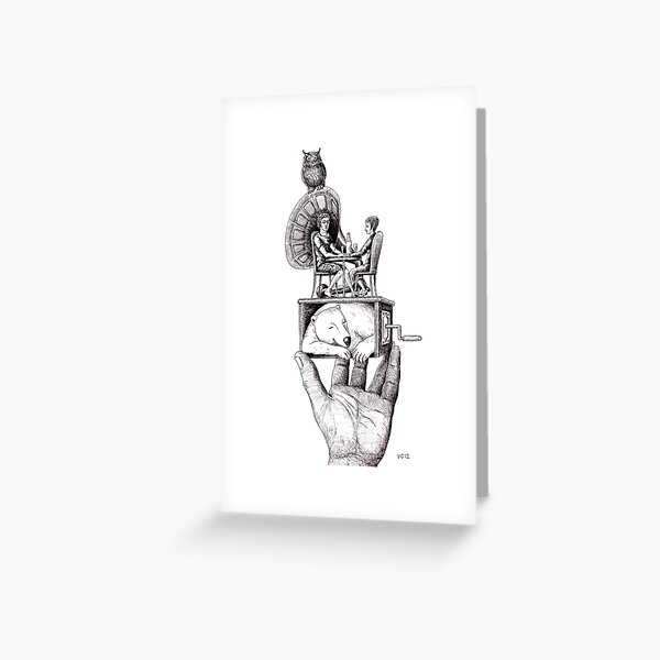 Balance of Love surreal pen ink black and white drawing Greeting Card