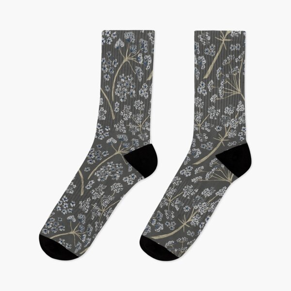 Item preview, Grey Watercolor Stem Caraway Floral Pattern designed and sold by StudioPosies.