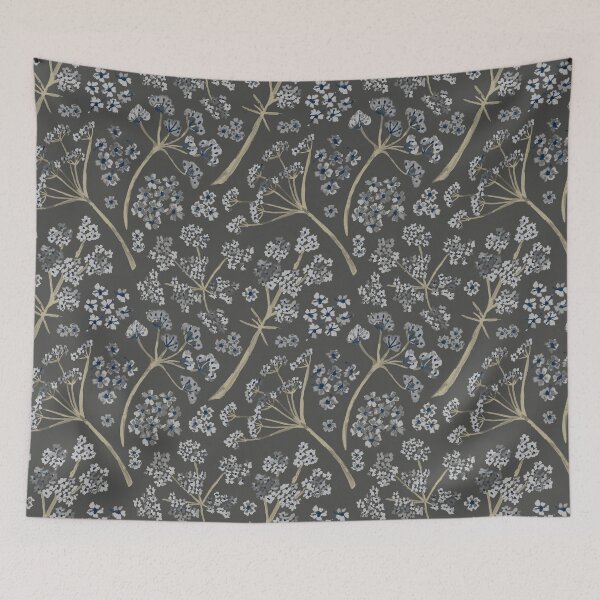 Item preview, Grey Watercolor Stem Caraway Floral Pattern designed and sold by StudioPosies.