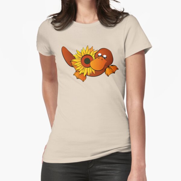 Platypus with Sunflower Fitted T-Shirt