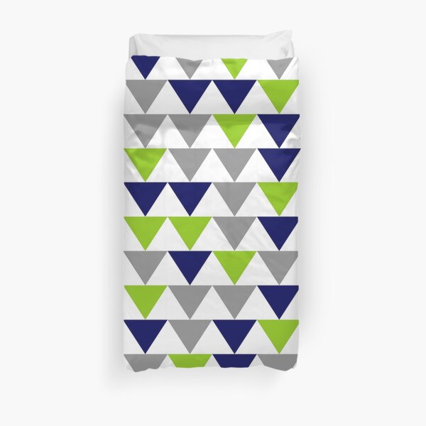 Arrows: Lime Green, Bright Navy Blue, Grey, and White Geometric Pattern Duvet Cover
