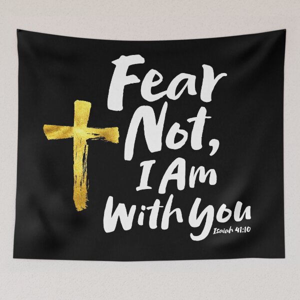 Item preview, FEAR NOT, I AM with you Religious - Isaiah 41:10 - Hope God Jesus - Gold Cross designed and sold by 26-Characters.