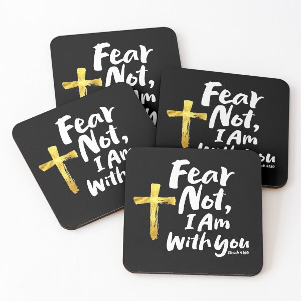 Item preview, FEAR NOT, I AM with you Religious - Isaiah 41:10 - Hope God Jesus - Gold Cross designed and sold by 26-Characters.