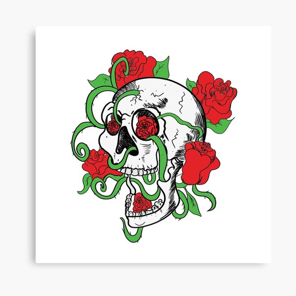 Skulls and Roses Canvas Print