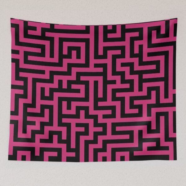 Item preview, Maze Pattern in Pink and Black designed and sold by KeksWorkroom.