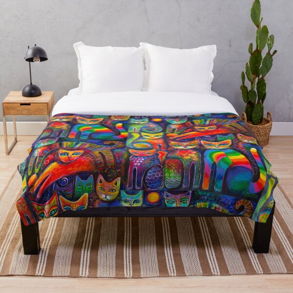 Rainbow cats acrylics Throw Blanket