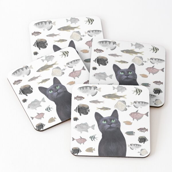 Item preview, Birthday Black Cat and the Party Fish Gift designed and sold by Andreea Dumez.