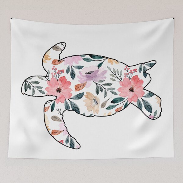 Item preview, Sea Turtle Floral Flowers Pattern designed and sold by mouaataaz.