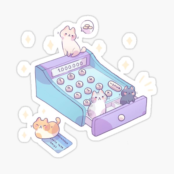 Cash register with cats Sticker