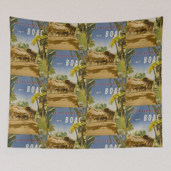 Item preview, Fly to Ceylon vintage travel poster designed and sold by stickart-marek.