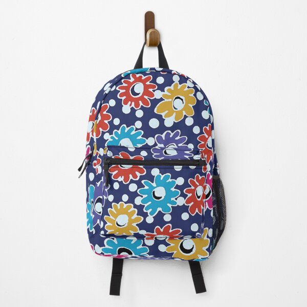 Item preview, Polkadot Flowers on Navy ground designed and sold by Leslie Rogers Todder.