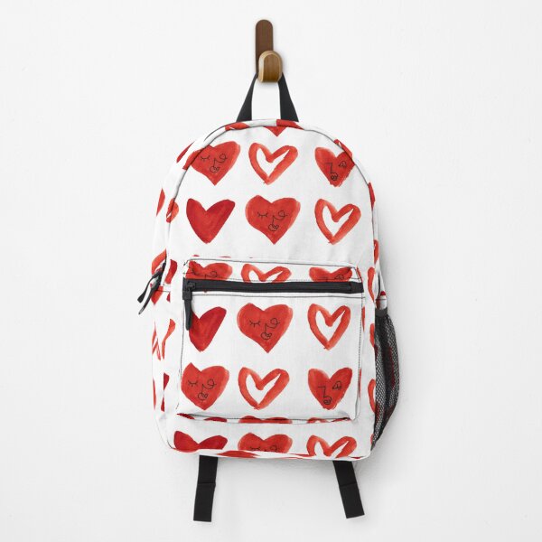 Item preview, Red Watercolor Hearts with Abstract Faces Pattern designed and sold by Kristen Lucero.