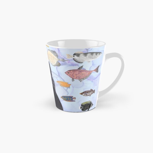 The Hungry Black Cat Gazing at a Fish Tank Tall Mug