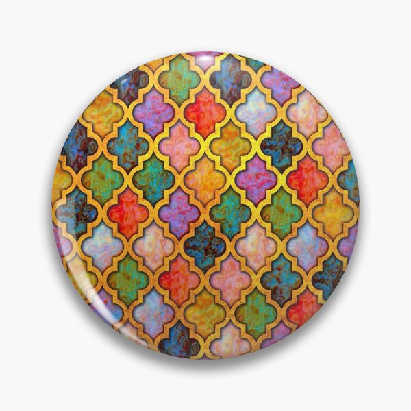 Item preview, Moroccan tile iridescent pattern golden designed and sold by Red Witch Art.