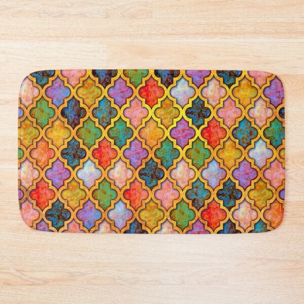 Item preview, Moroccan tile iridescent pattern golden designed and sold by Red Witch Art.