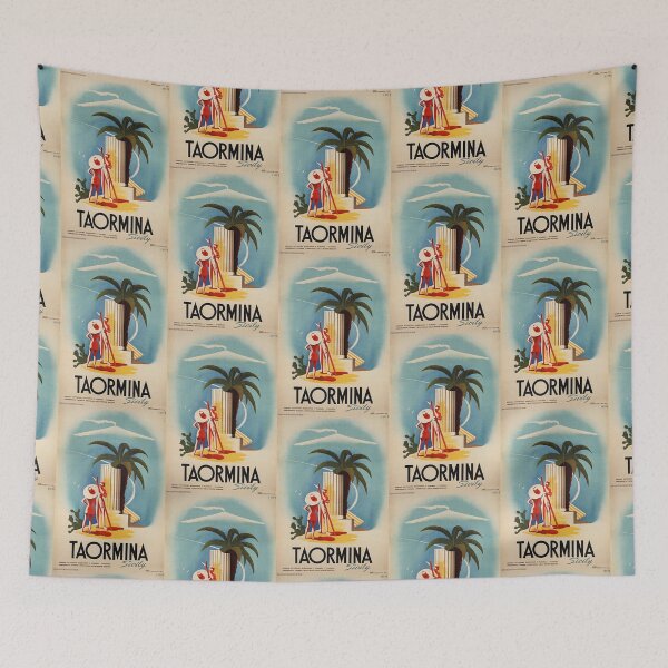 Item preview, Taormina Sicily vintage travel poster designed and sold by stickart-marek.
