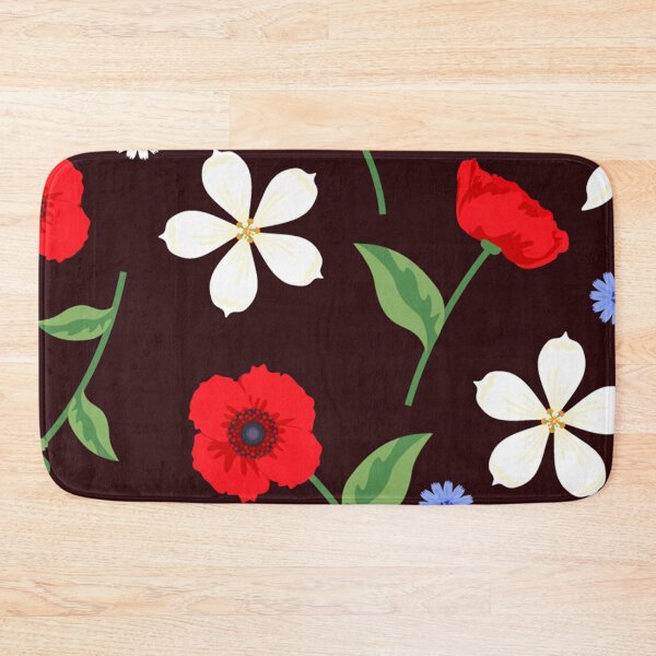 Item preview, Red, White and Blue Flowers on brown background designed and sold by Espinoza Creative.