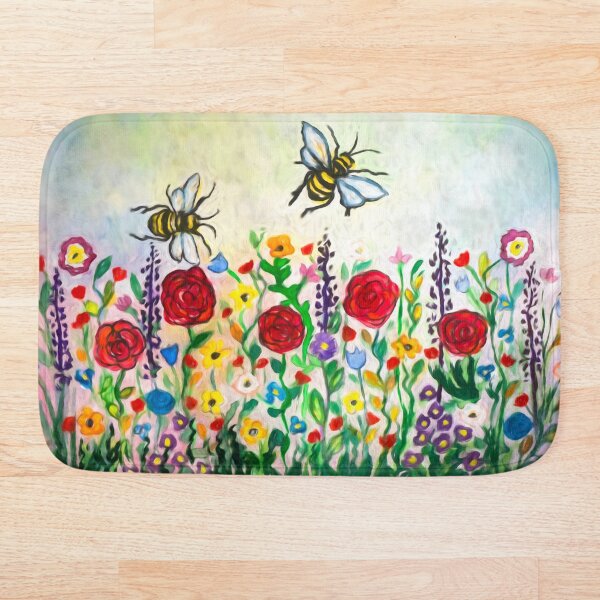 Artikelvorschau, Sommerwiesenblumen und Bienenaquarell entworfen und verkauft von Red Witch Art.
