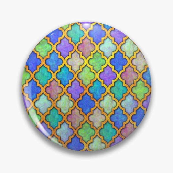 Item preview, Moroccan tile iridescent pattern green aqua designed and sold by Red Witch Art.